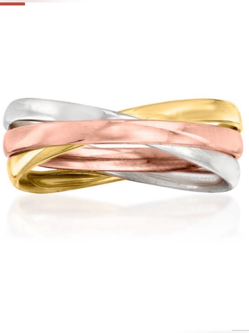 Ross-Simons Tri-Tone Intertwined Ring in Gold, Rose, and Silver Size 6